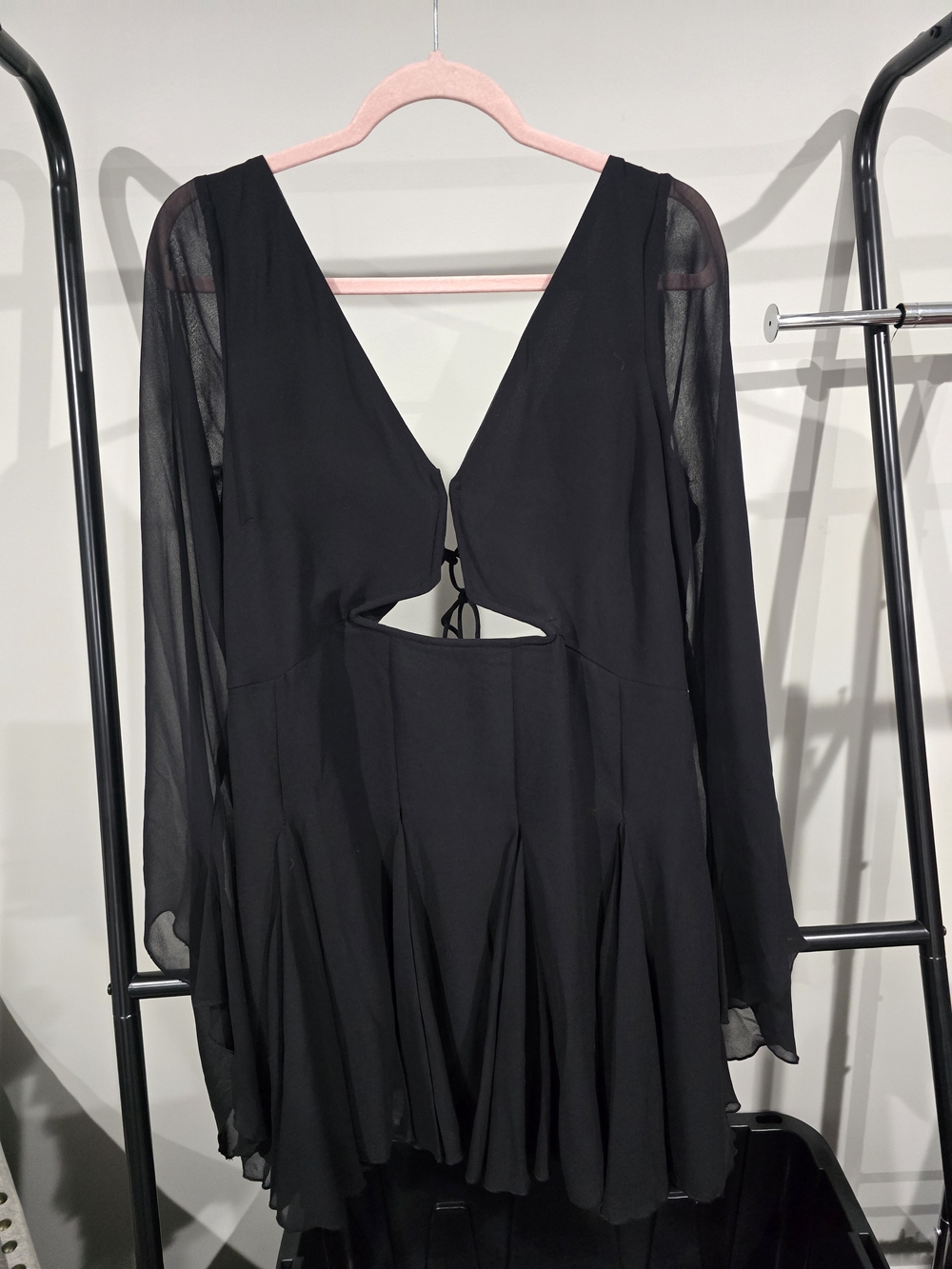 ASOS Black Backless Long-Sleeve V-Neck Mini Dress